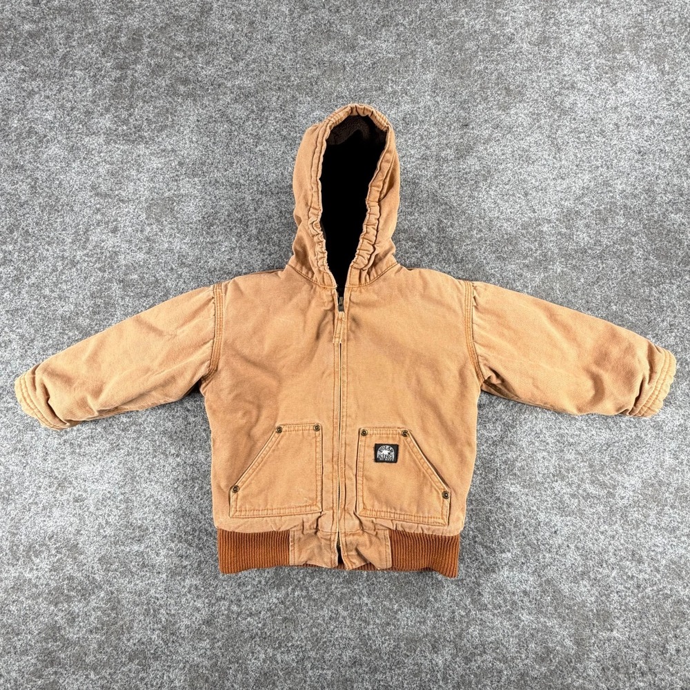 Polar King By Key Jacket Unisex Kids 4T Beige Cotton Fleece Hooded Full Zip Warm